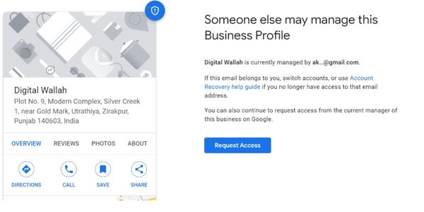 Requesting Access to an Existing Business Profile