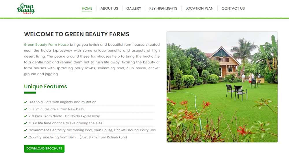green beauty farms website design by digital wallah